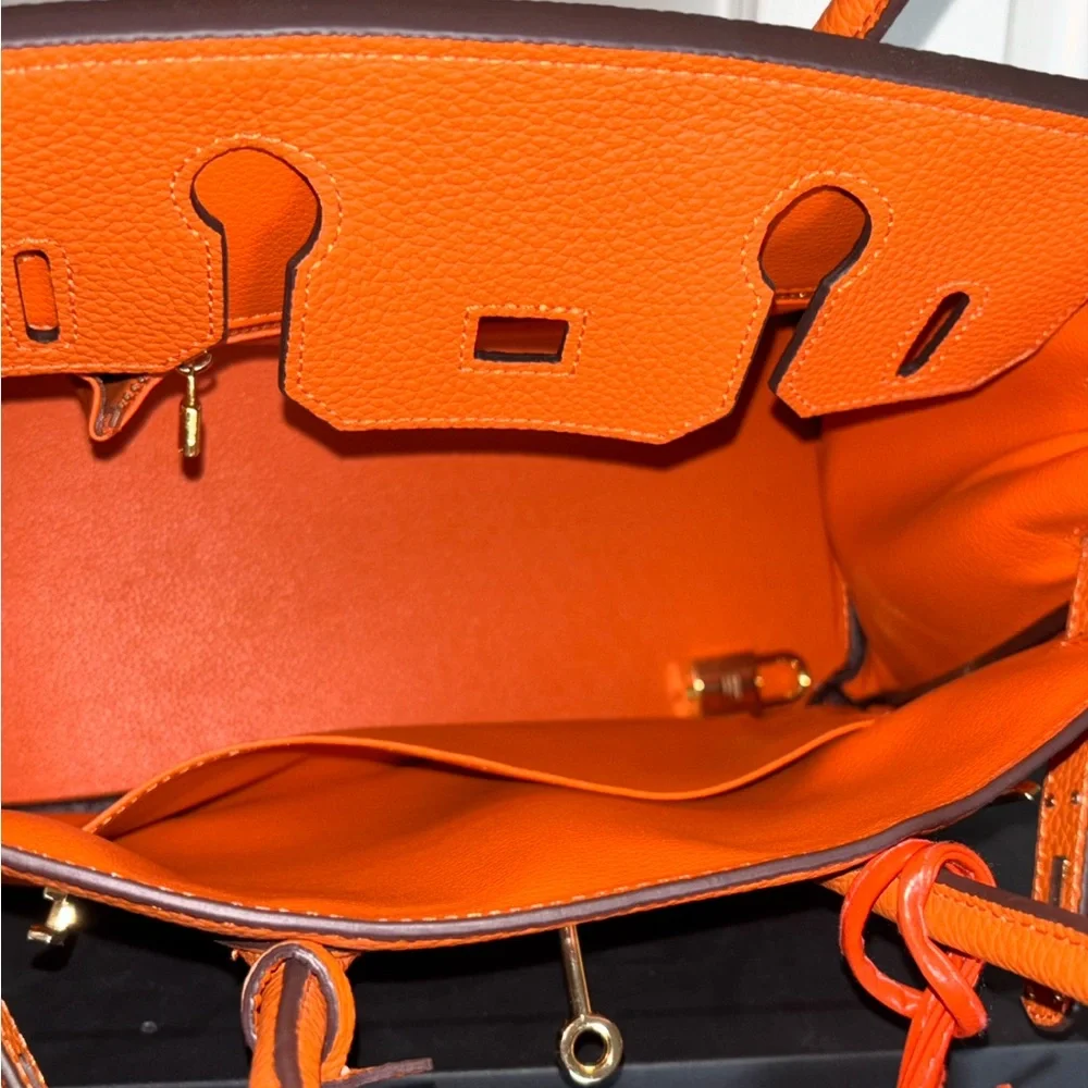 Orange genuine leather wirkin